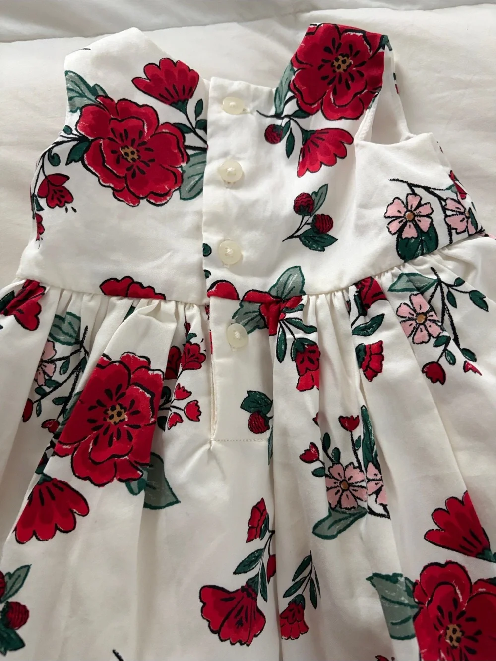 Carter's White Dress with Red and Green Floral Print